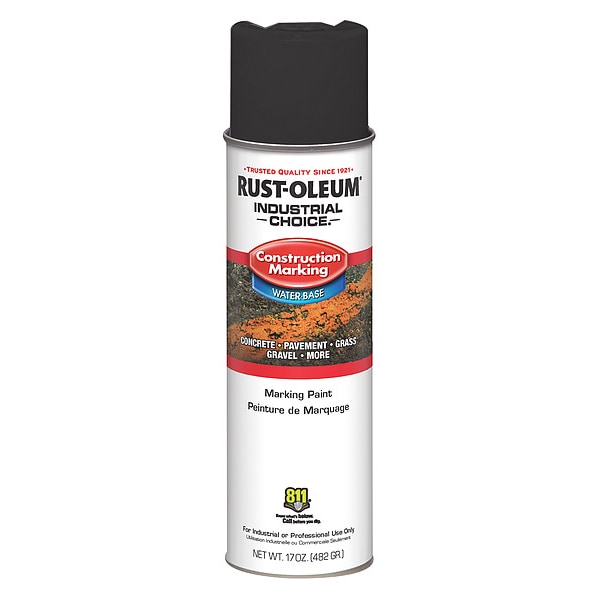 Rust-Oleum M1400 Construction Marking Paint, 17 oz spray can, features a water-based formula and is ideal for marking concrete, pavement, grass, gravel, and more.